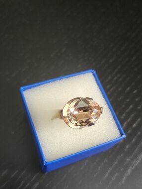 Stunning !Magnolia Statement Gold plated Ring with Champagne Stone